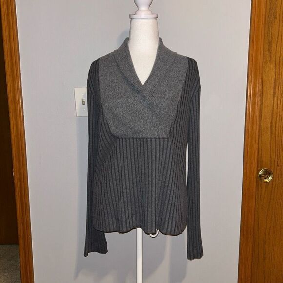 NIKE women’s Yoga Luxe Ribbed Cover Up Sweater gray size M‎ - Picture 2 of 10